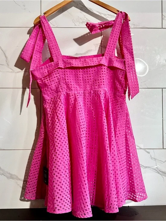 Lulus Pink Jacquard Tie Strap Mini Dress - Picture 7 of 10